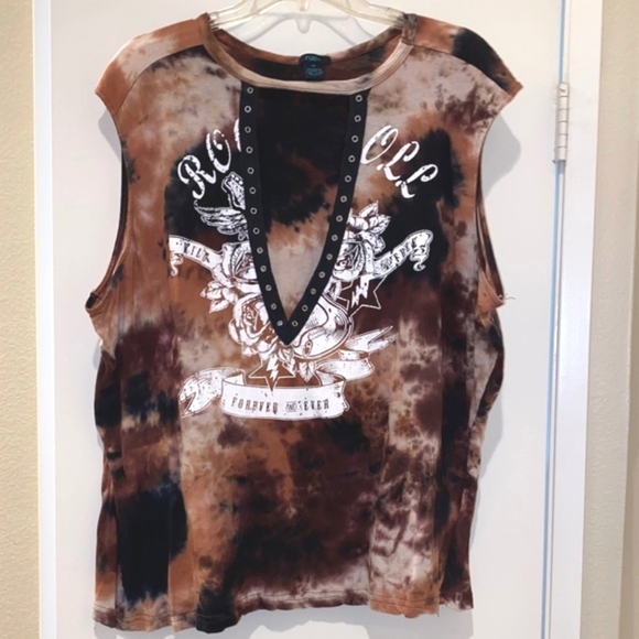 3/10 Tie Dye Rock & Roll Tank Top 3X Brown Black - Picture 1 of 4
